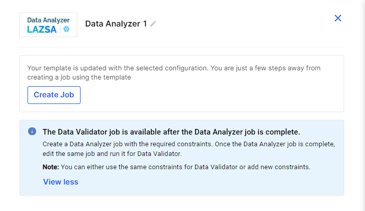 DQ Snowflake Data Analyzer create job